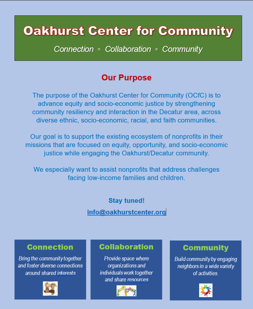 Homepage of the Oakhurst Center for Community